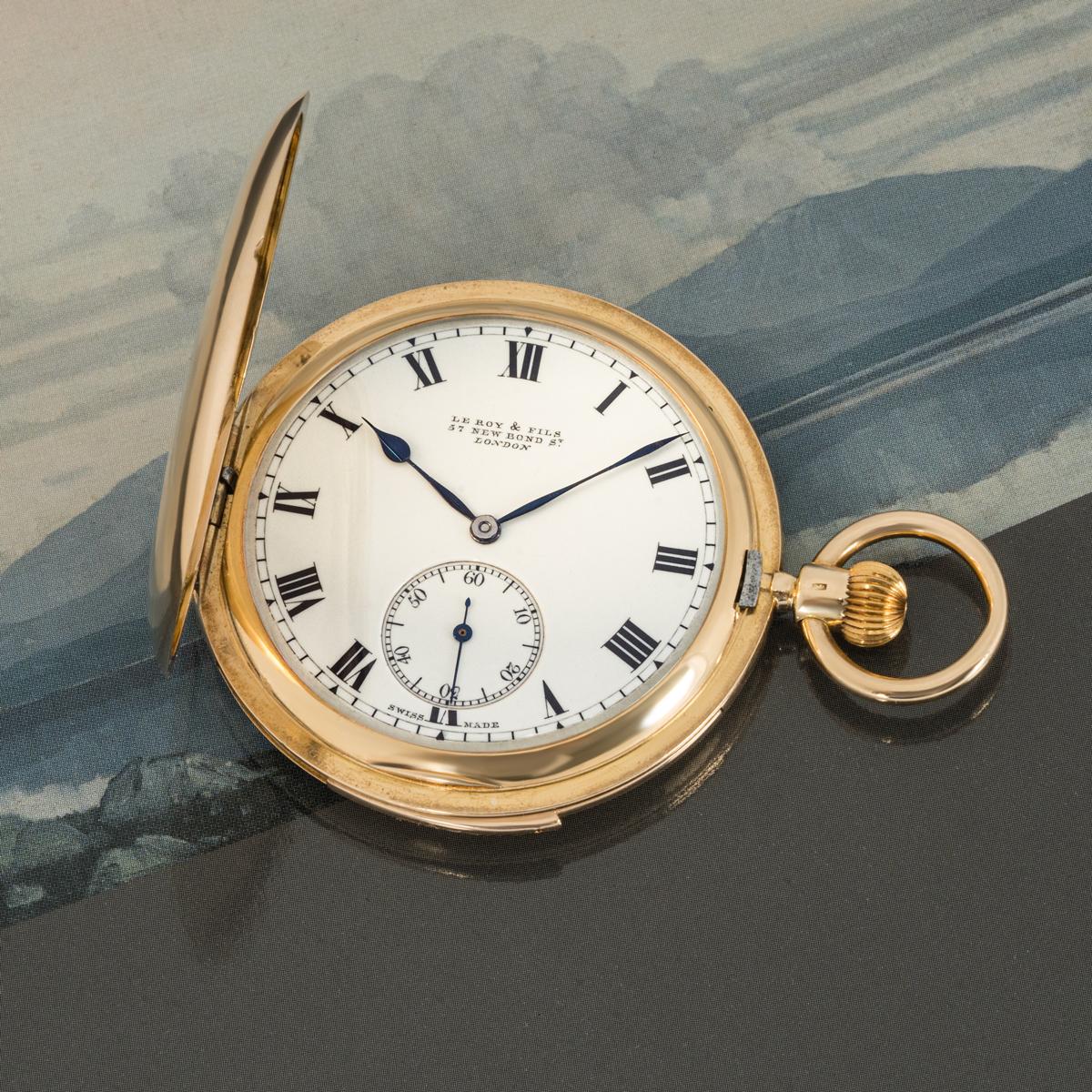Le Roy & Fils. An 18ct Yellow Gold Full Hunter Keyless Lever Minute Repeater C1900 with an 18ct yellow gold albert ( 25grm )

Dial: The beautiful enamel dial signed Le Roy & Fils 57 New Bond Street London with Roman numerals outer minute track and