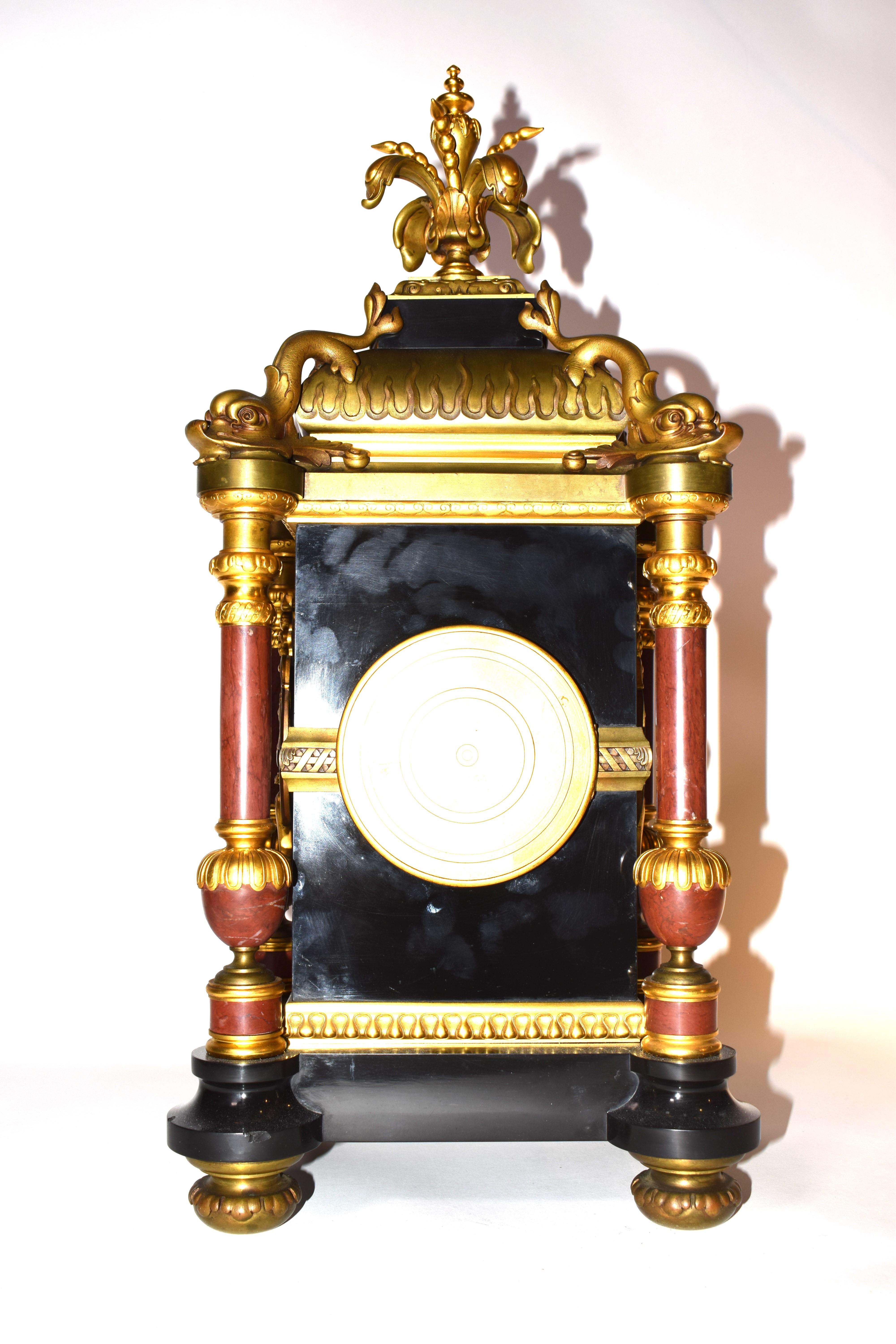Partial vergoldete Uhr von Le Roy & Fils im Barockstil, Revival im Angebot 4