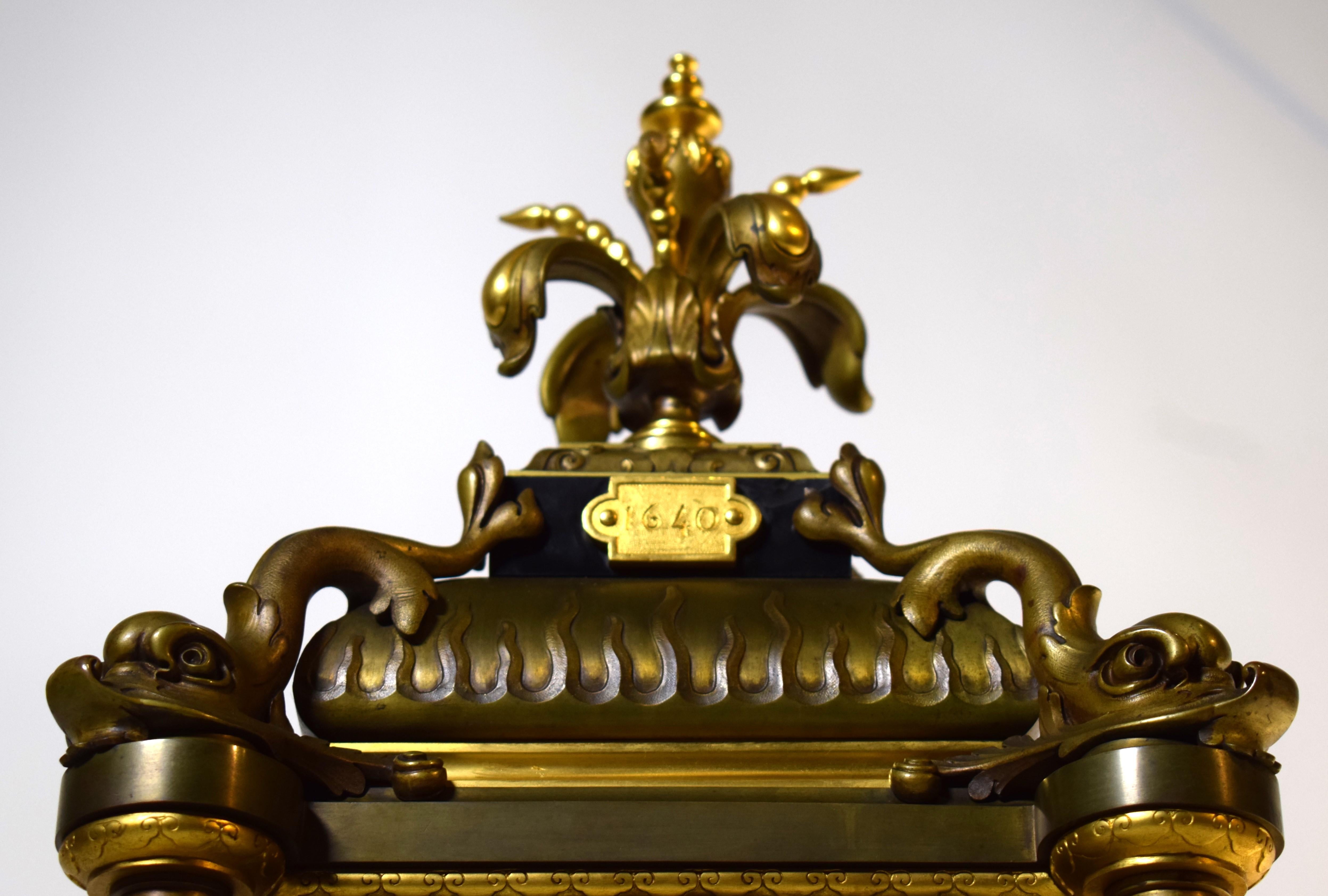 Partial vergoldete Uhr von Le Roy & Fils im Barockstil, Revival im Angebot 7