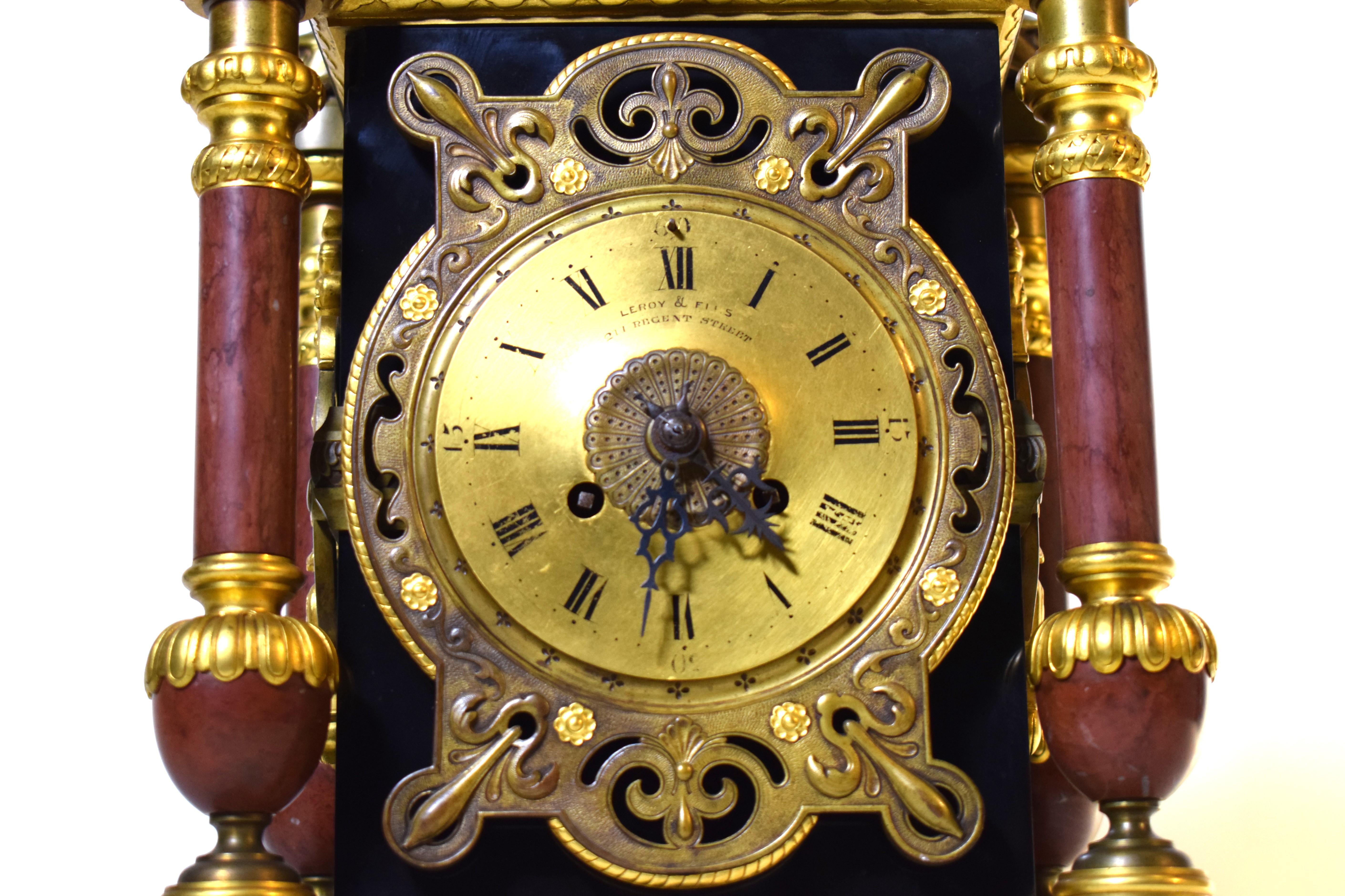 Partial vergoldete Uhr von Le Roy & Fils im Barockstil, Revival im Angebot 8