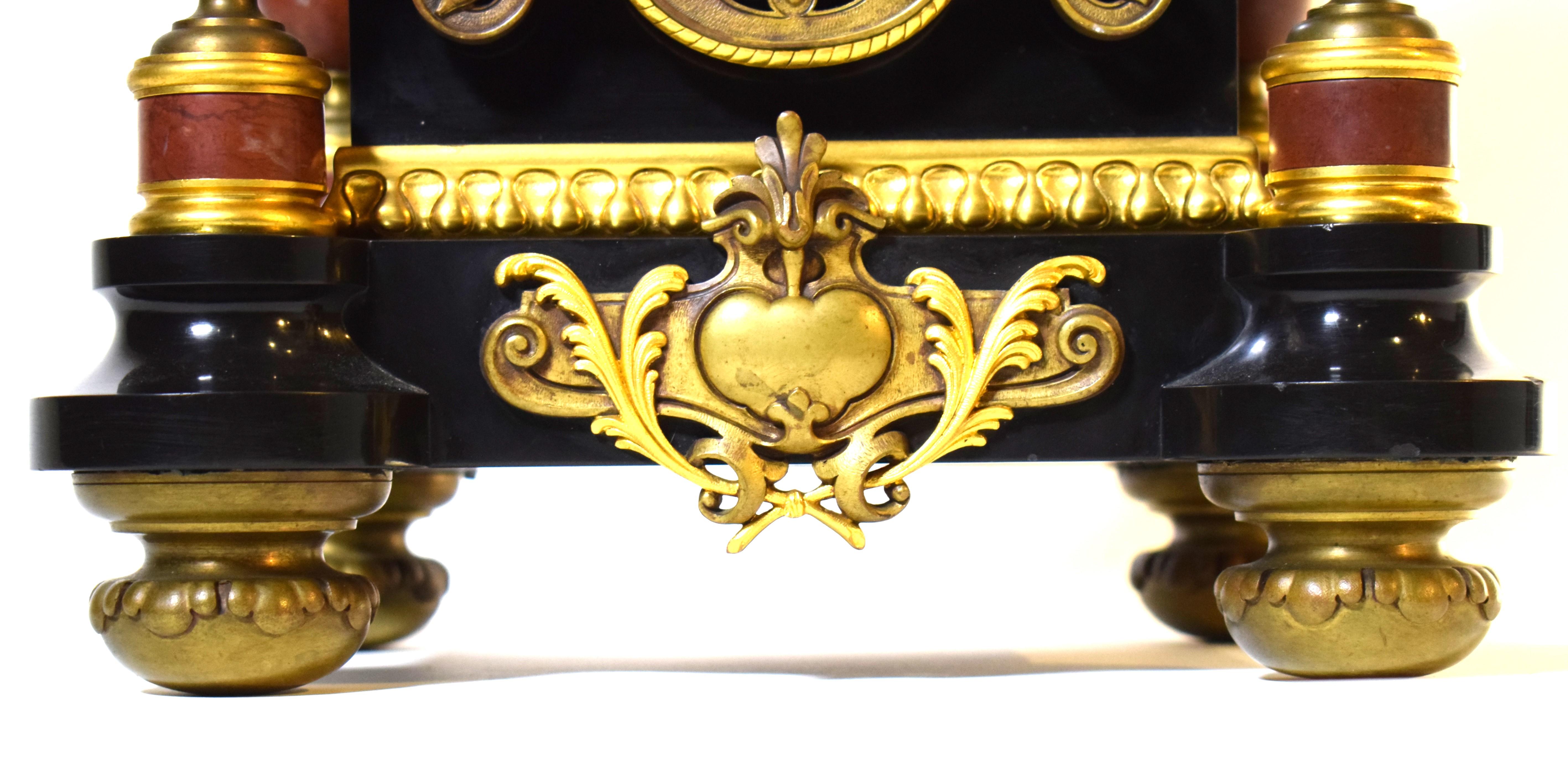 Partial vergoldete Uhr von Le Roy & Fils im Barockstil, Revival im Angebot 9