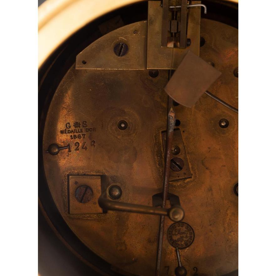 Le Roy & Fils Baroque Revival Partial Gilt Clock In Good Condition For Sale In Atlanta, GA