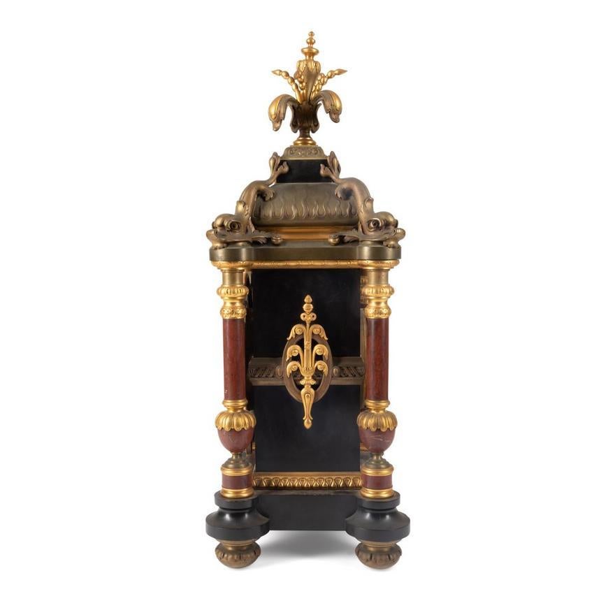 Mid-19th Century Le Roy & Fils Baroque Revival Partial Gilt Clock For Sale