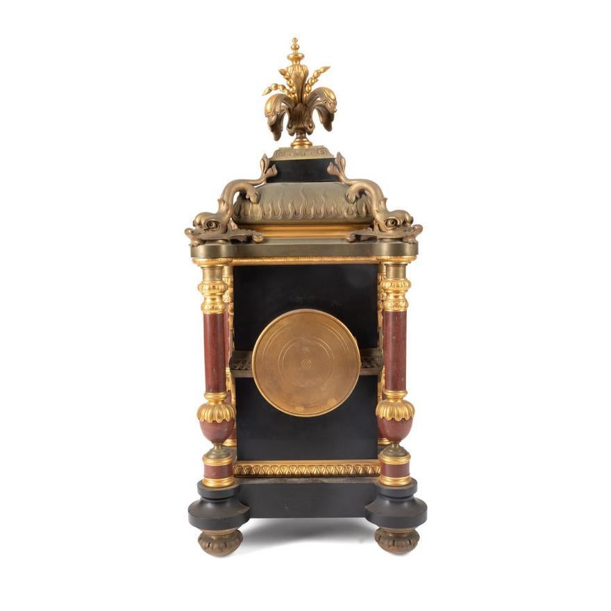 Bronze Le Roy & Fils Baroque Revival Partial Gilt Clock For Sale