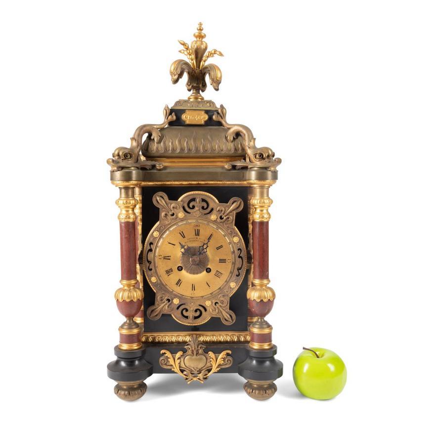 Le Roy & Fils Baroque Revival Partial Gilt Clock For Sale 2