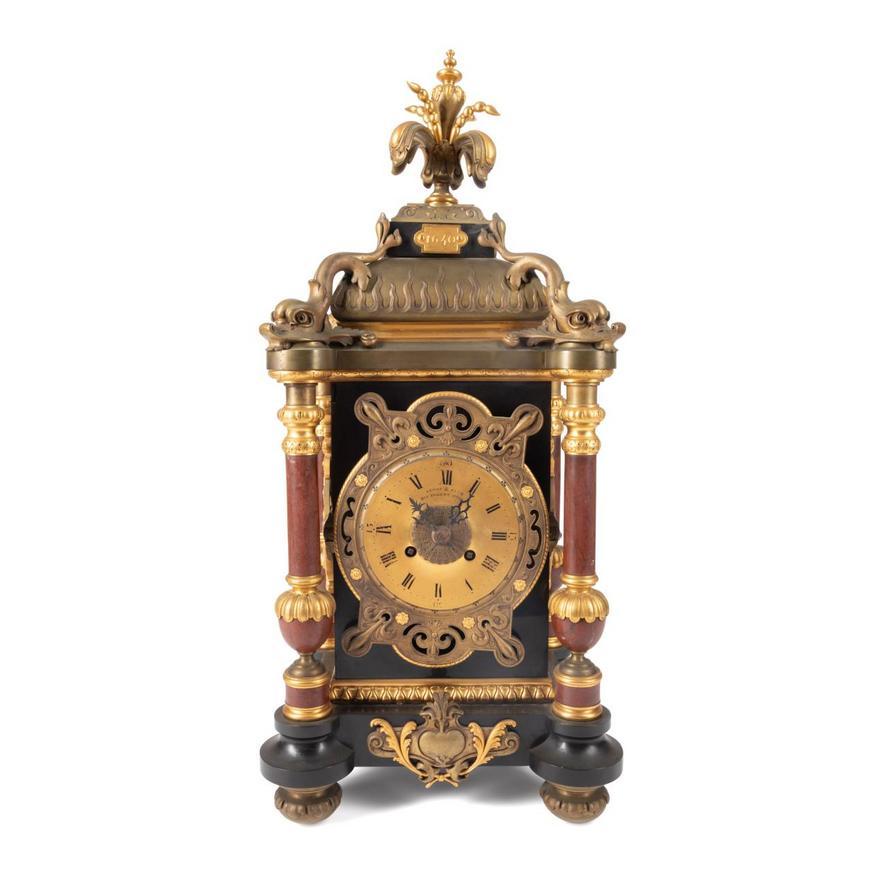 Le Roy & Fils Baroque Revival Partial Gilt Clock For Sale 3