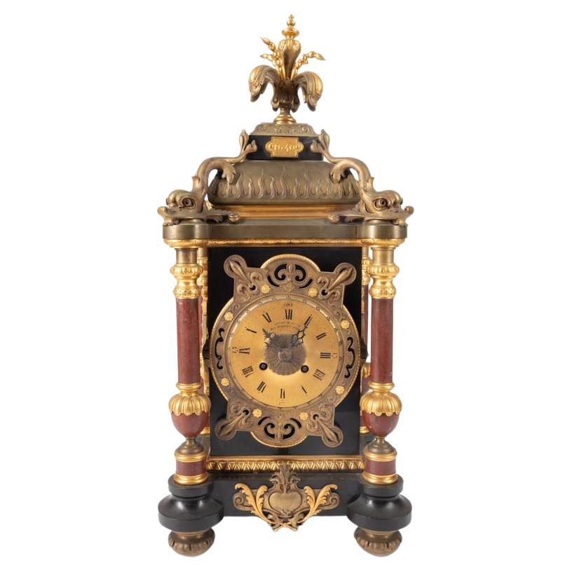 Le Roy & Fils Baroque Revival Partial Gilt Clock For Sale