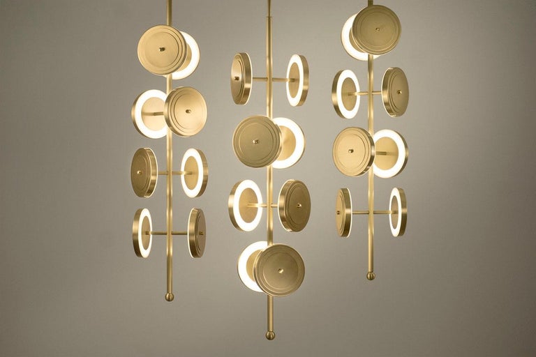 Le Royer chandelier by Larose Guyon focuses on simplicity through a modern lens, with all frills dialed down to reveal a smooth and minimal structure.

Finishes: aged brass, aged copper, satin nickel, satin black; pictured in aged