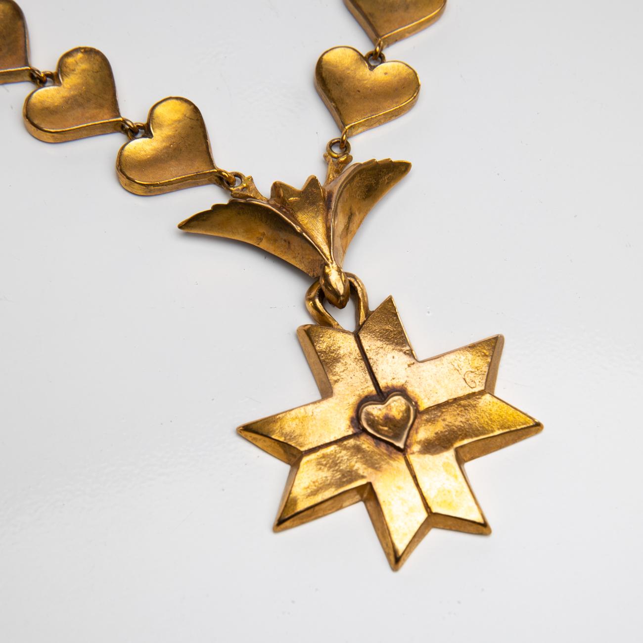 Mid-Century Modern Le Saint Esprit, Gilded Bronze Necklace, Line Vautrin 'France'