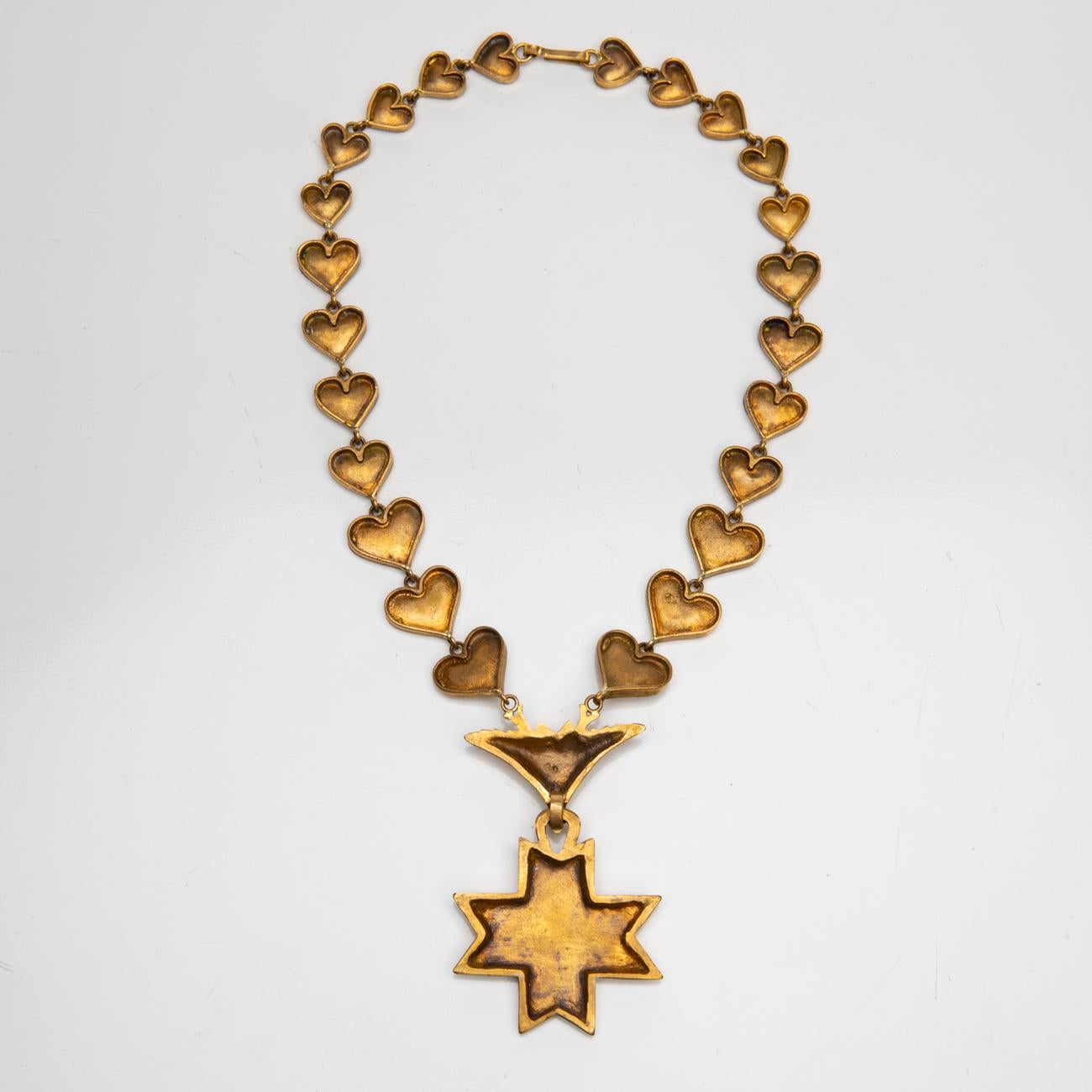 Le Saint Esprit, Gilded Bronze Necklace, Line Vautrin 'France' In Good Condition In Brussels, BE