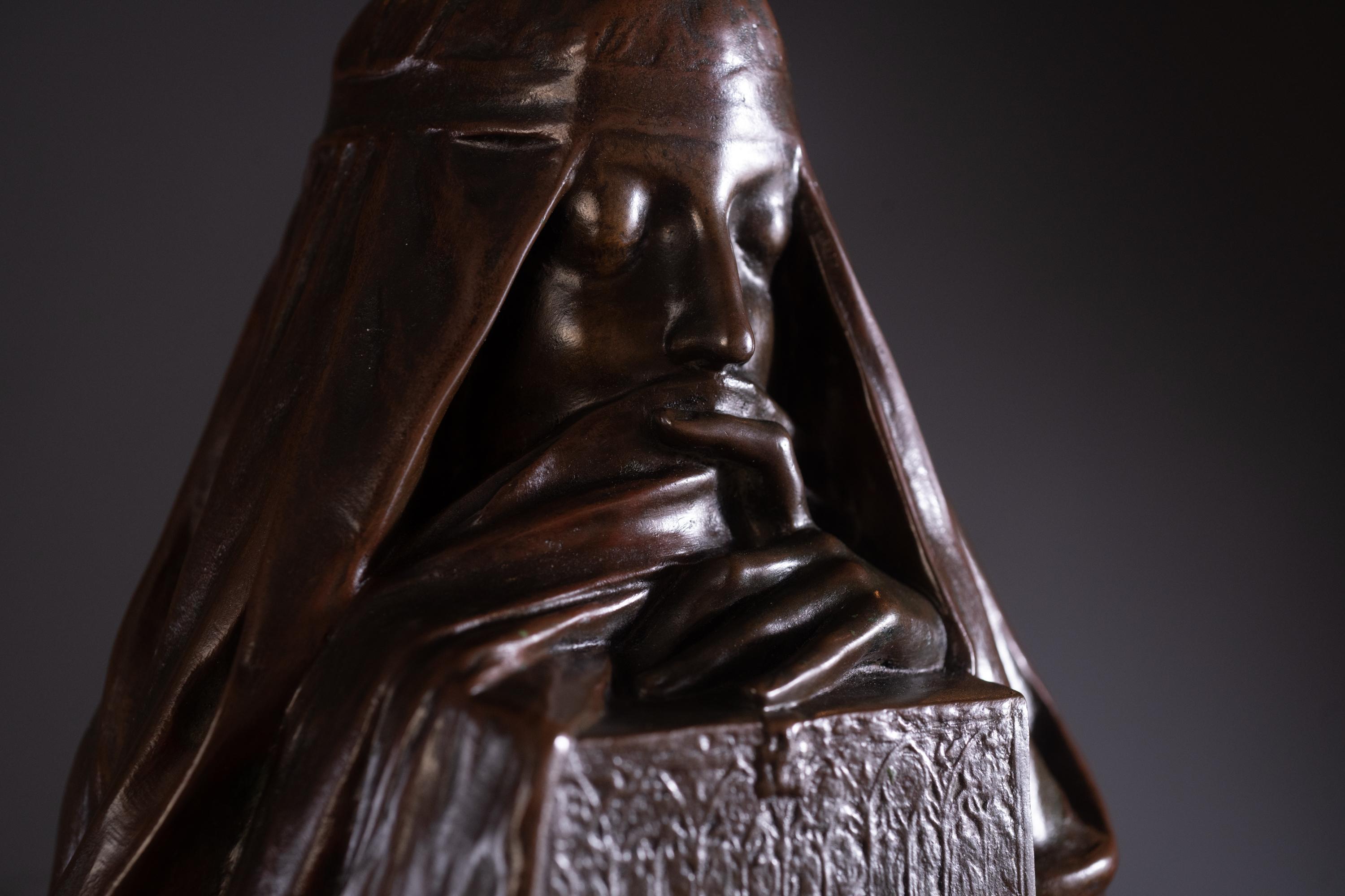 Jugendstil-Bronze-Skulptur „Le Secret“ von Pierre Felix Masseau im Angebot 5