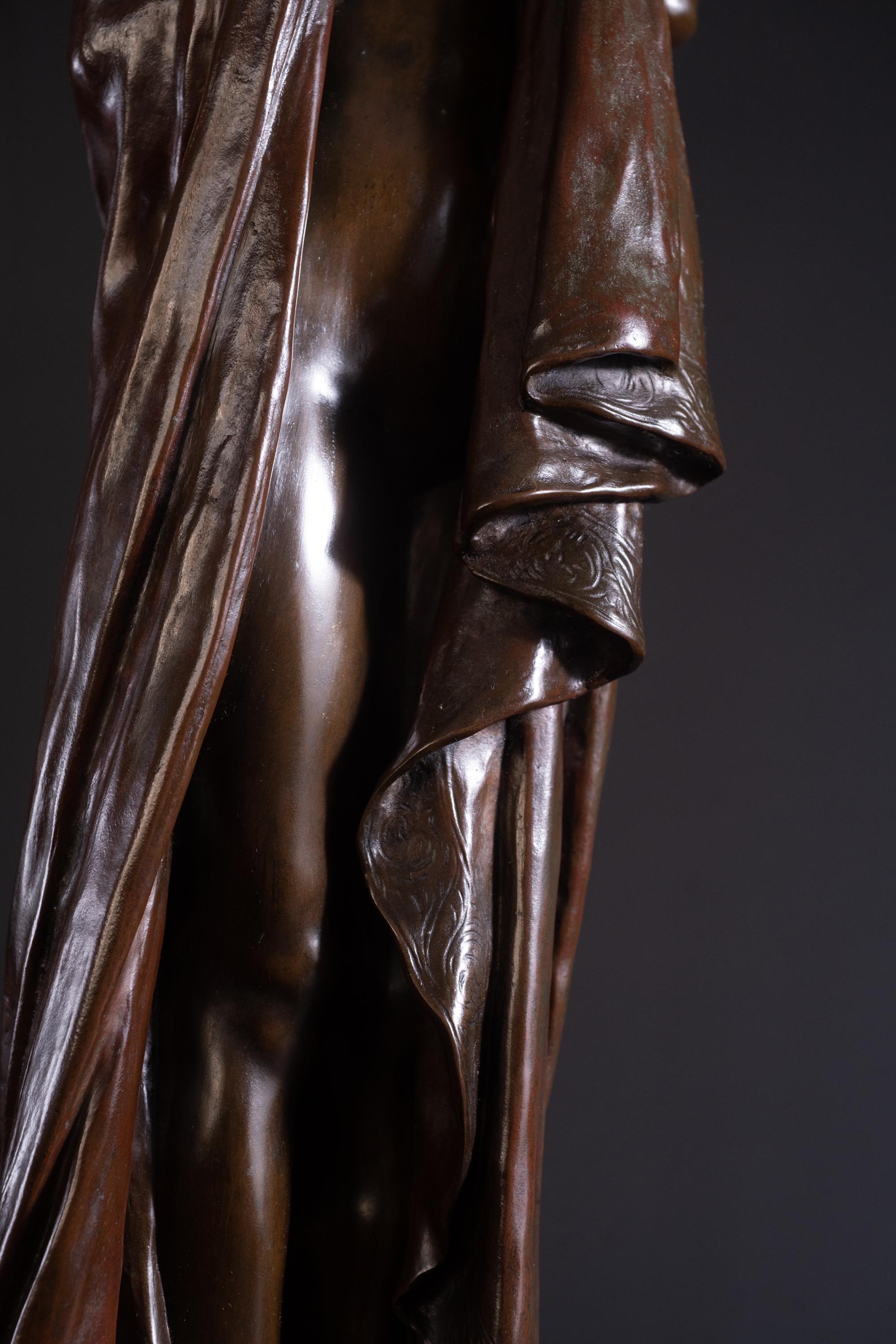 Jugendstil-Bronze-Skulptur „Le Secret“ von Pierre Felix Masseau im Angebot 8