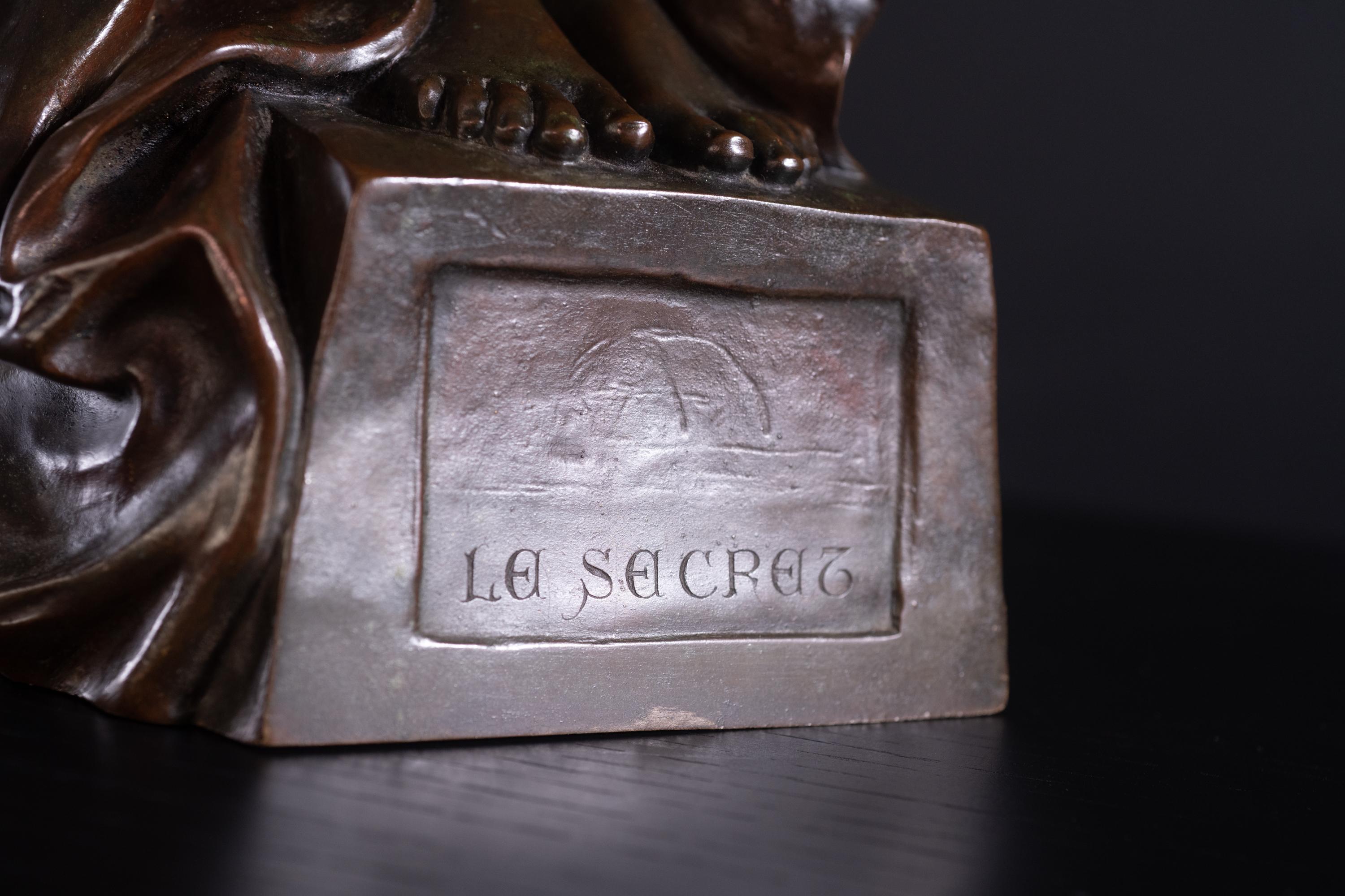 Jugendstil-Bronze-Skulptur „Le Secret“ von Pierre Felix Masseau im Angebot 11