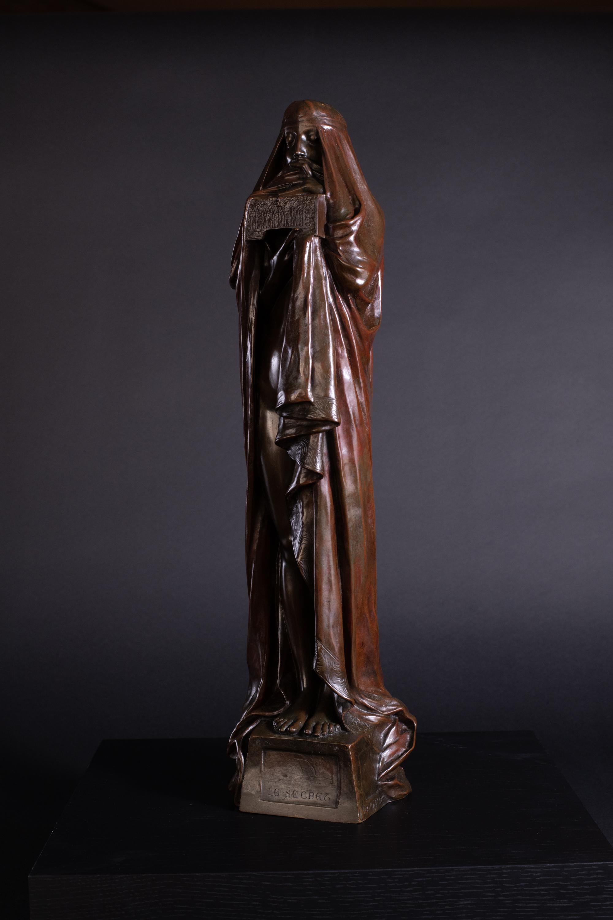Jugendstil-Bronze-Skulptur „Le Secret“ von Pierre Felix Masseau (Art nouveau) im Angebot