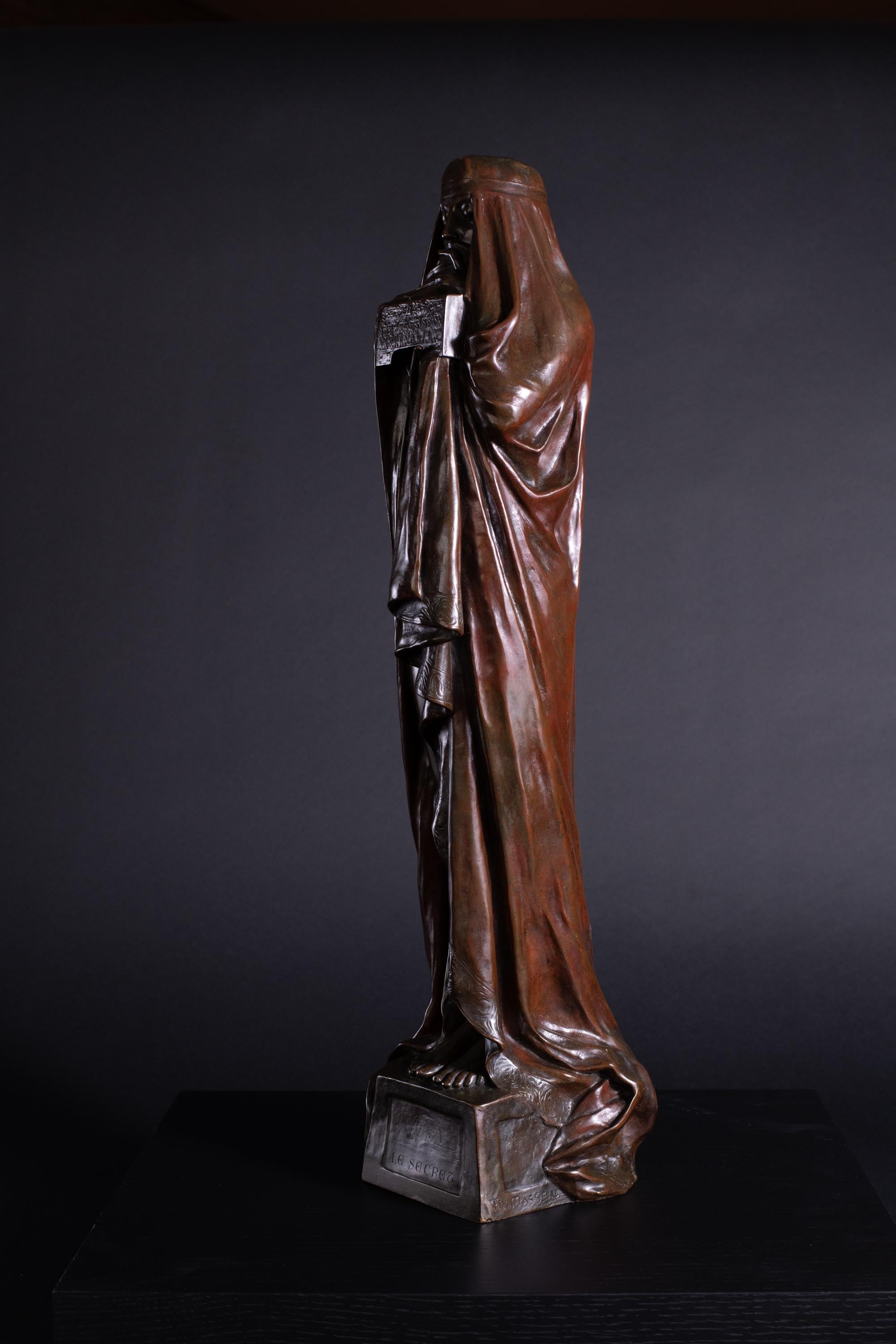 Jugendstil-Bronze-Skulptur „Le Secret“ von Pierre Felix Masseau (Französisch) im Angebot