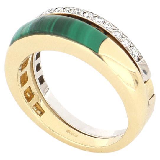 For Sale:  Le Secret Ring with Diamonds and Malachite