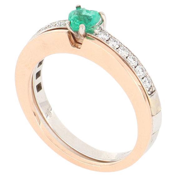 Le Secret Ring with Heart Cut Emerald and Diamonds