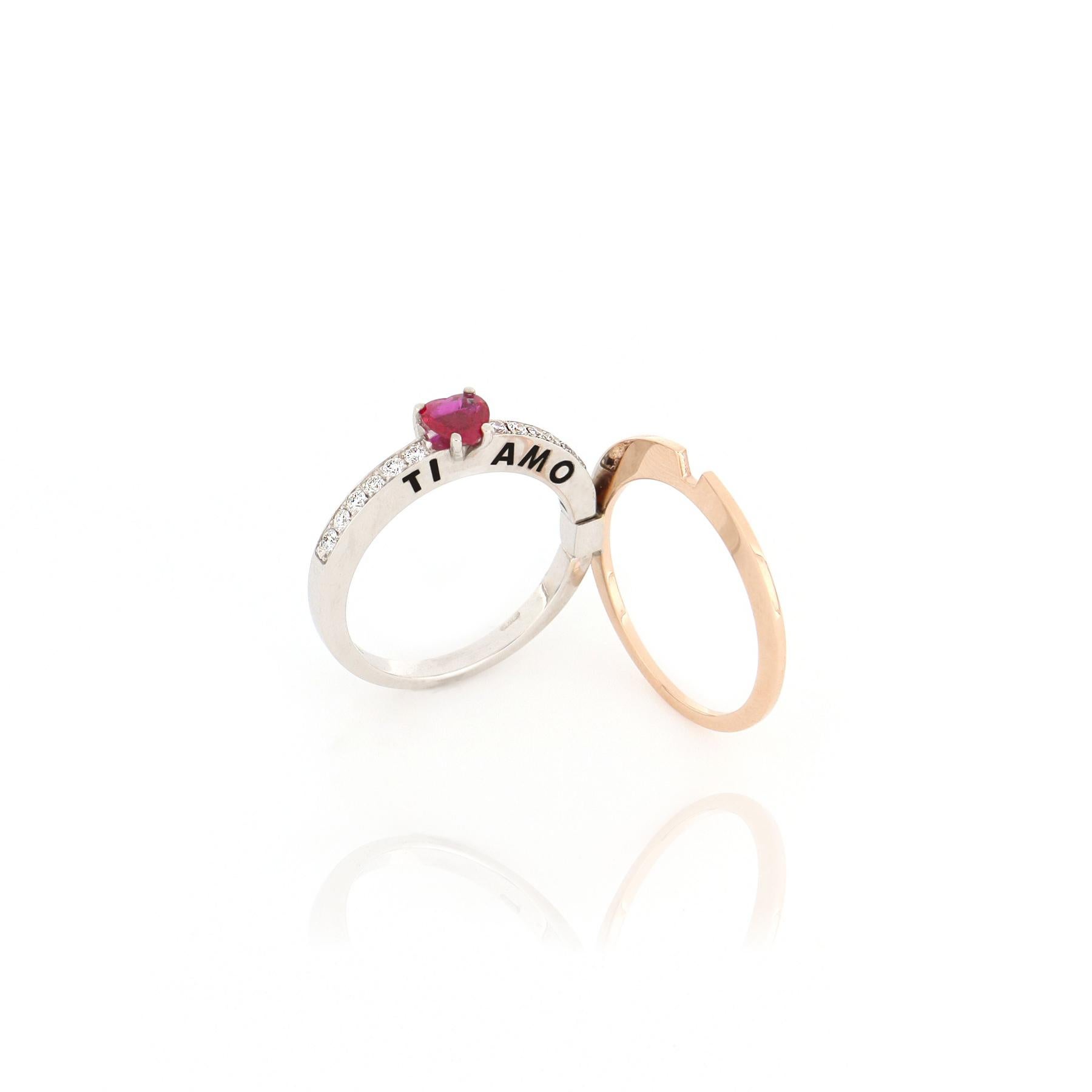 For Sale:  Le Secret Ring with Heart Cut Ruby and Diamonds 3