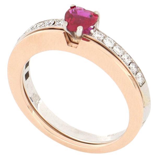 For Sale:  Le Secret Ring with Heart Cut Ruby and Diamonds