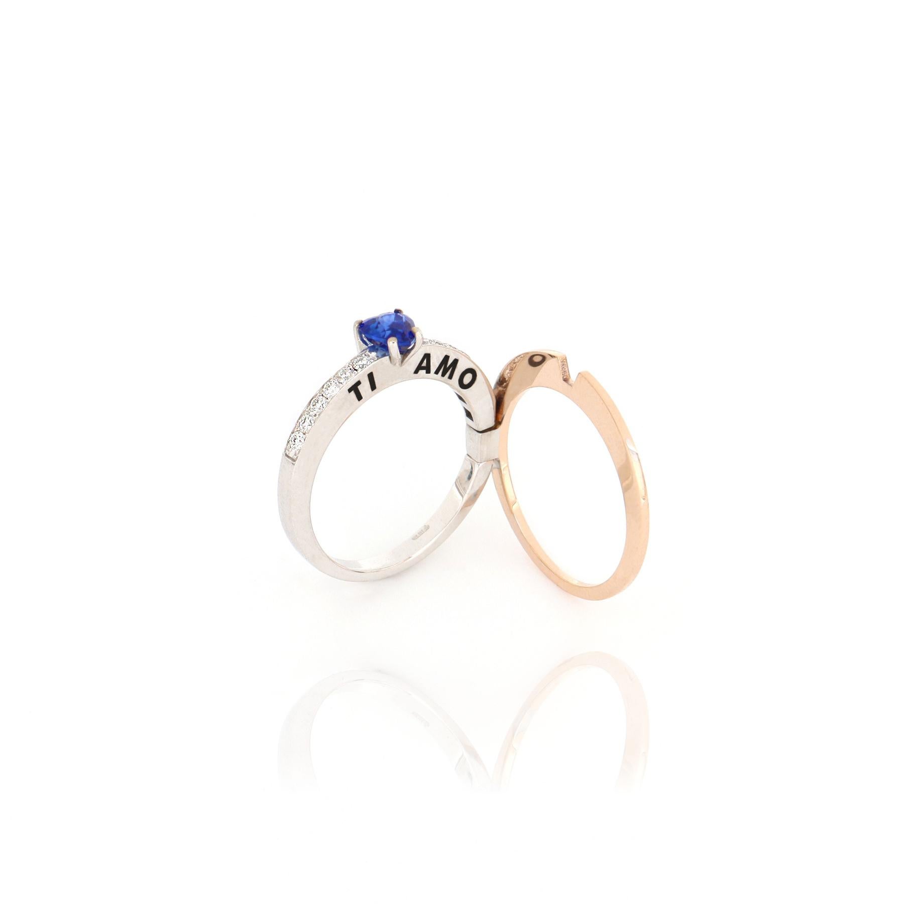 For Sale:  Le Secret Ring with Heart Cut Sapphire and Diamonds 3