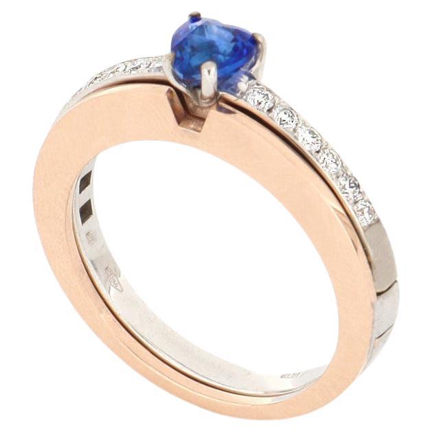 For Sale:  Le Secret Ring with Heart Cut Sapphire and Diamonds