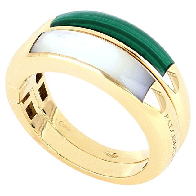 For Sale:  Le Secret Ring with Mother of Pearl and Malachite