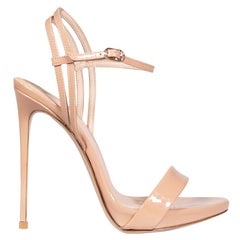 Le Silla Beige Patent Leather Gwen 120 Sandals Size IT 37