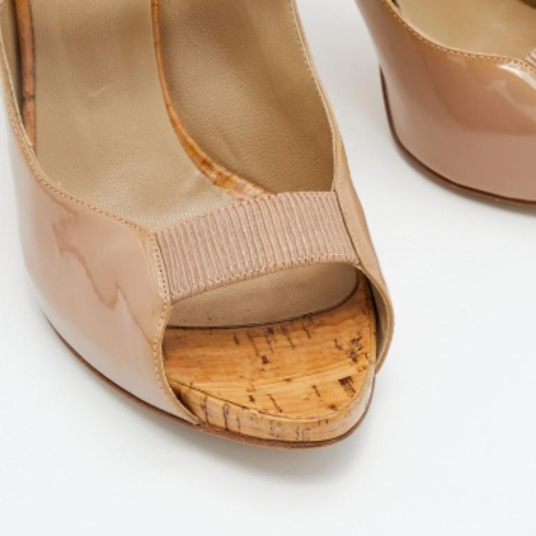 Le Silla Beige Patent Leather Slingback Sandals Size 41 1