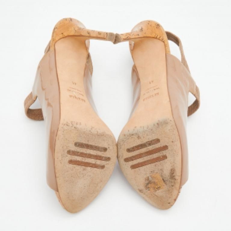 Le Silla Beige Patent Leather Slingback Sandals Size 41 3