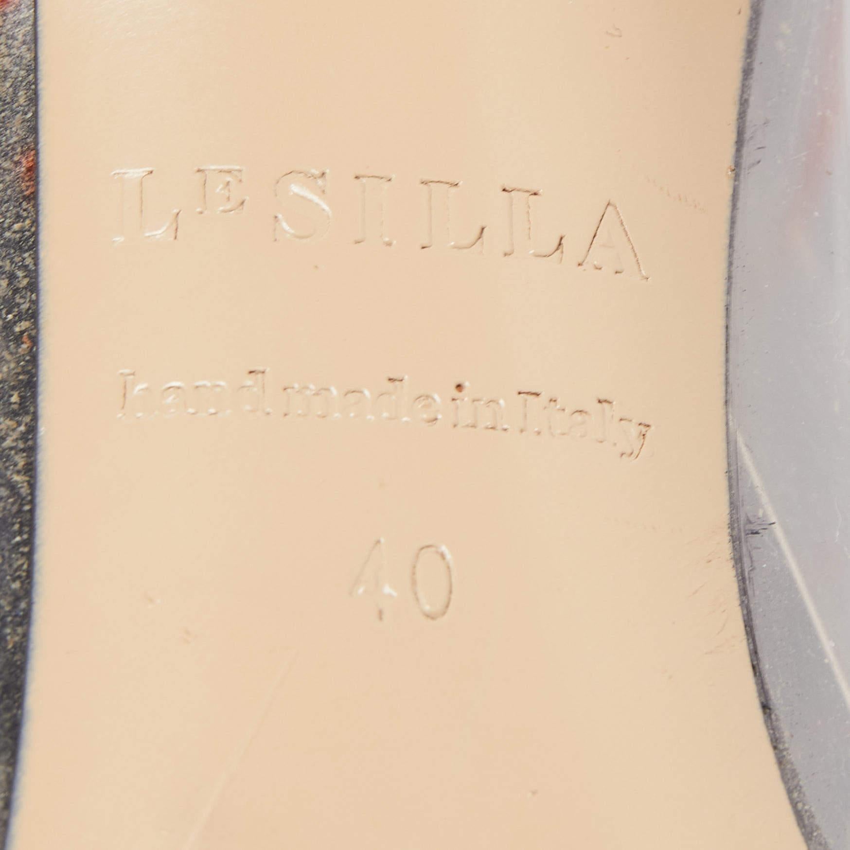 Le Silla Black Crystal Embellished Leather and PVC Pointed Toe Pumps Size 40 For Sale 4