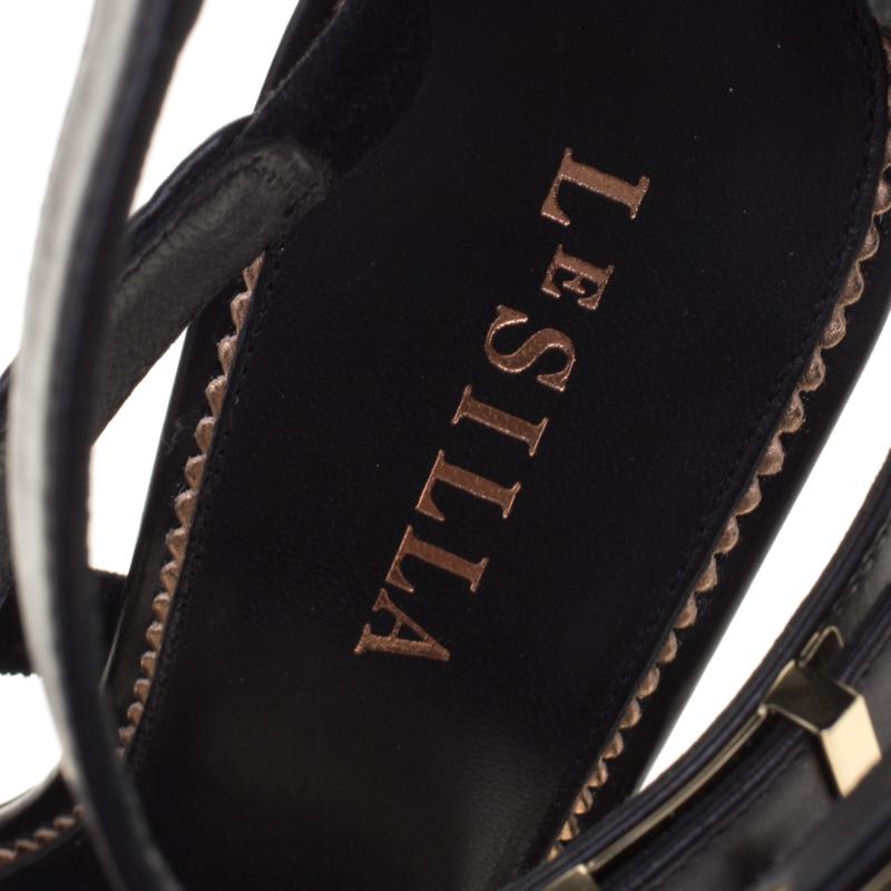 Le Silla Black Leather Minerva Strappy Sandals Size 38.5 3