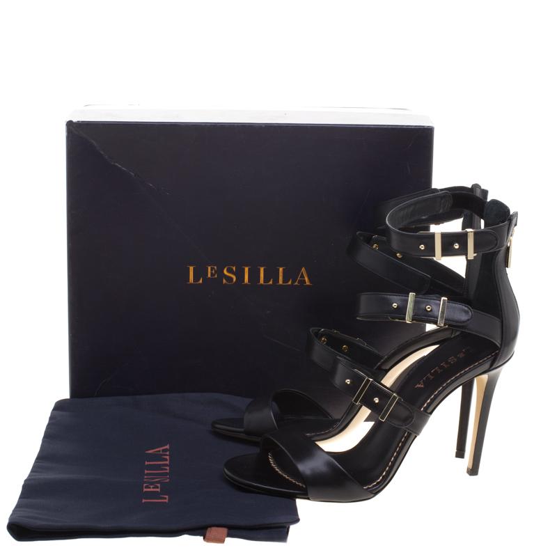 Le Silla Black Leather Minerva Strappy Sandals Size 38.5 4