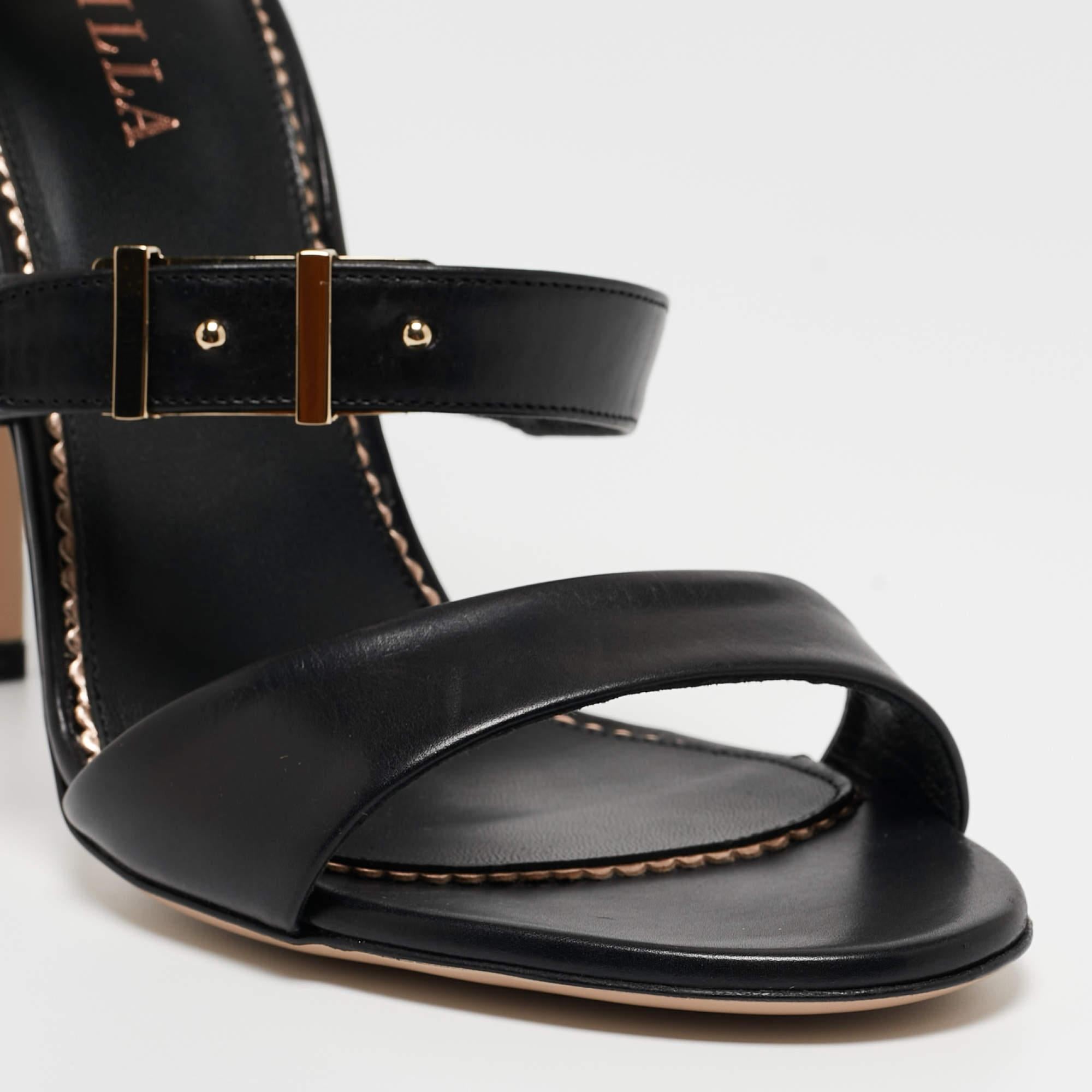 Le Silla Black Leather Minerva Strappy Sandals Size 40 For Sale 3