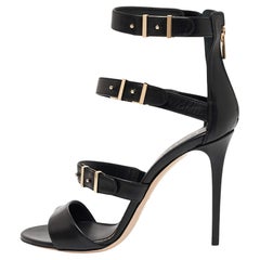 Le Silla Black Leather Minerva Strappy Sandals Size 40