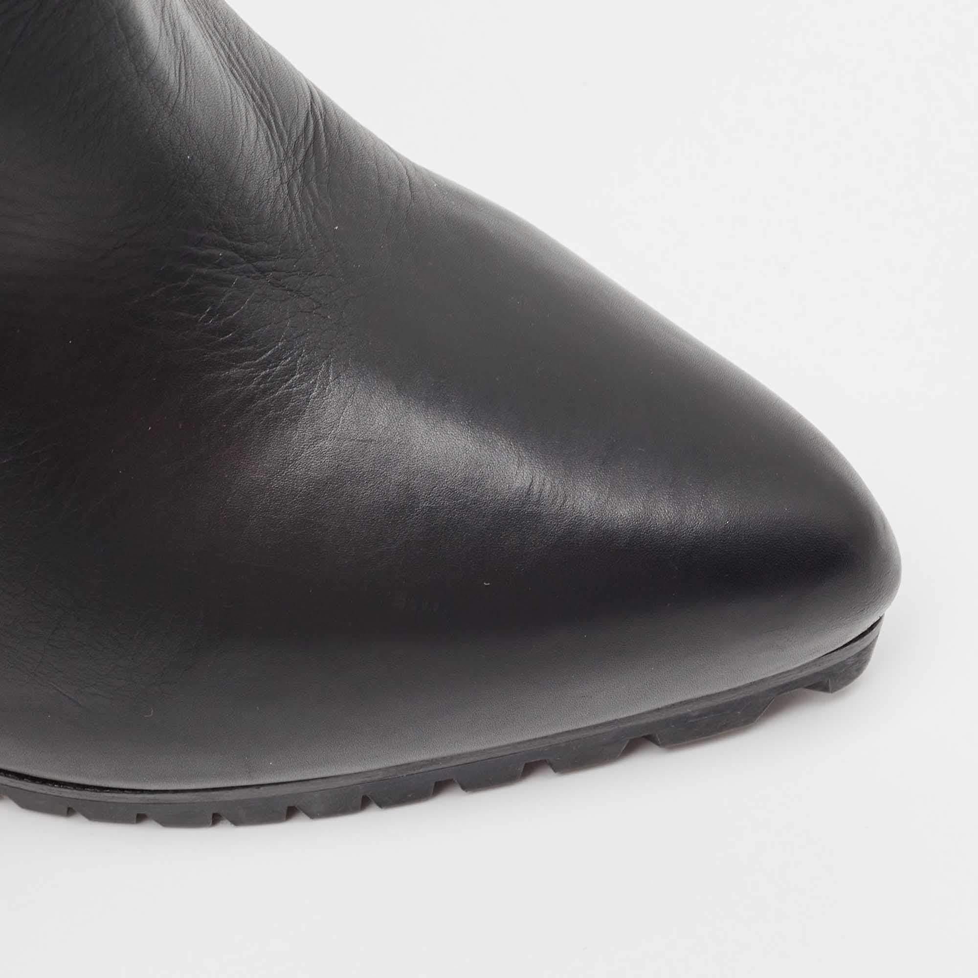 Le Silla Black Leather Platform Ankle Boots Size 40 3