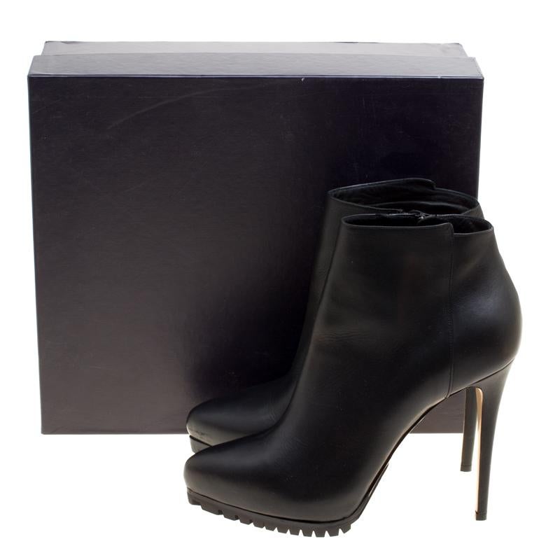 Le Silla Black Leather Platform Ankle Boots Size 40 4