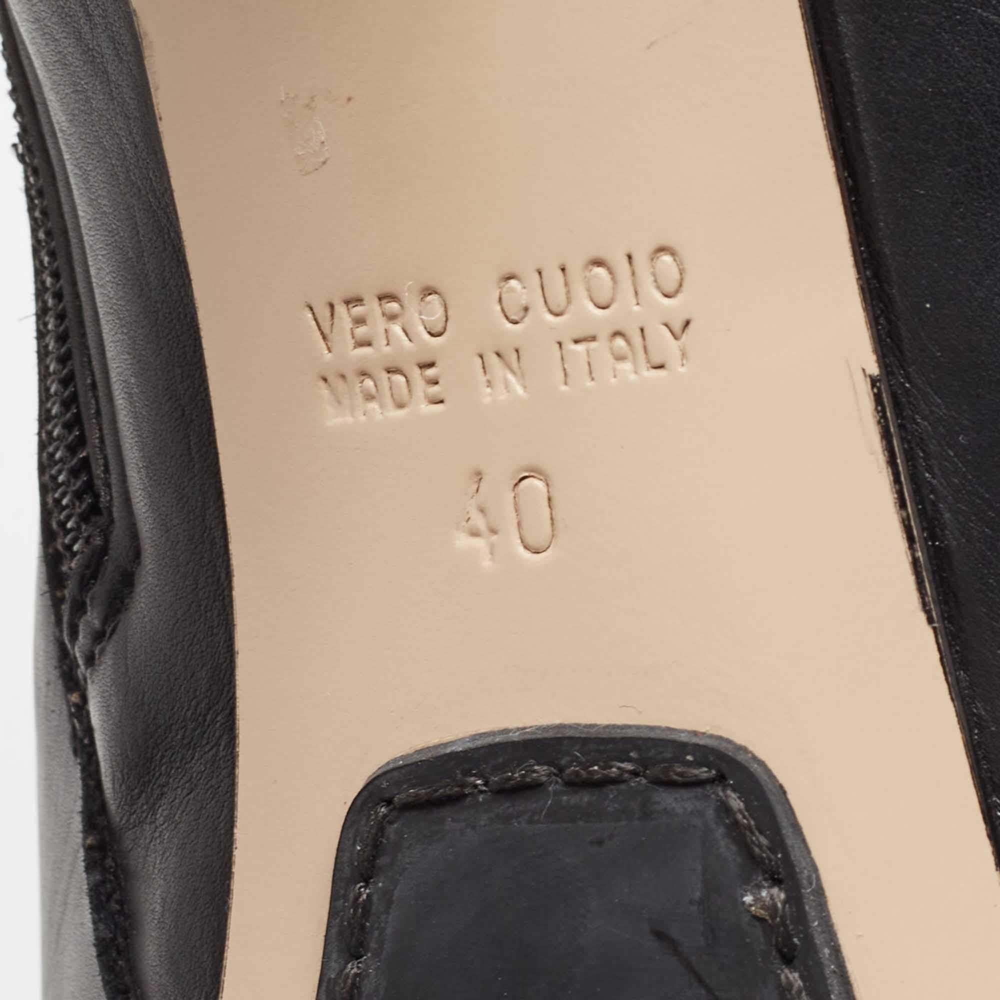 Le Silla Black Leather Platform Ankle Boots Size 40 For Sale 4