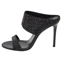 Le Silla Sandalias abiertas de ante negro y piel con relieve de serpiente talla 37.5