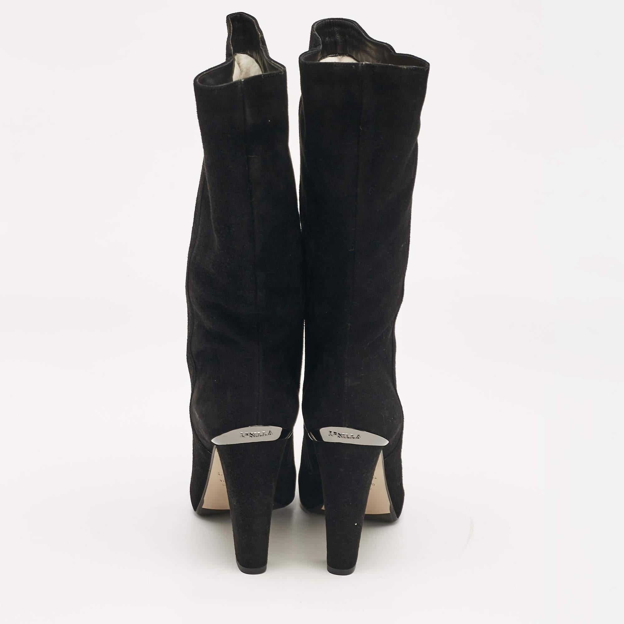 Le Silla Bottes en daim noir Taille 41 Pour femmes en vente
