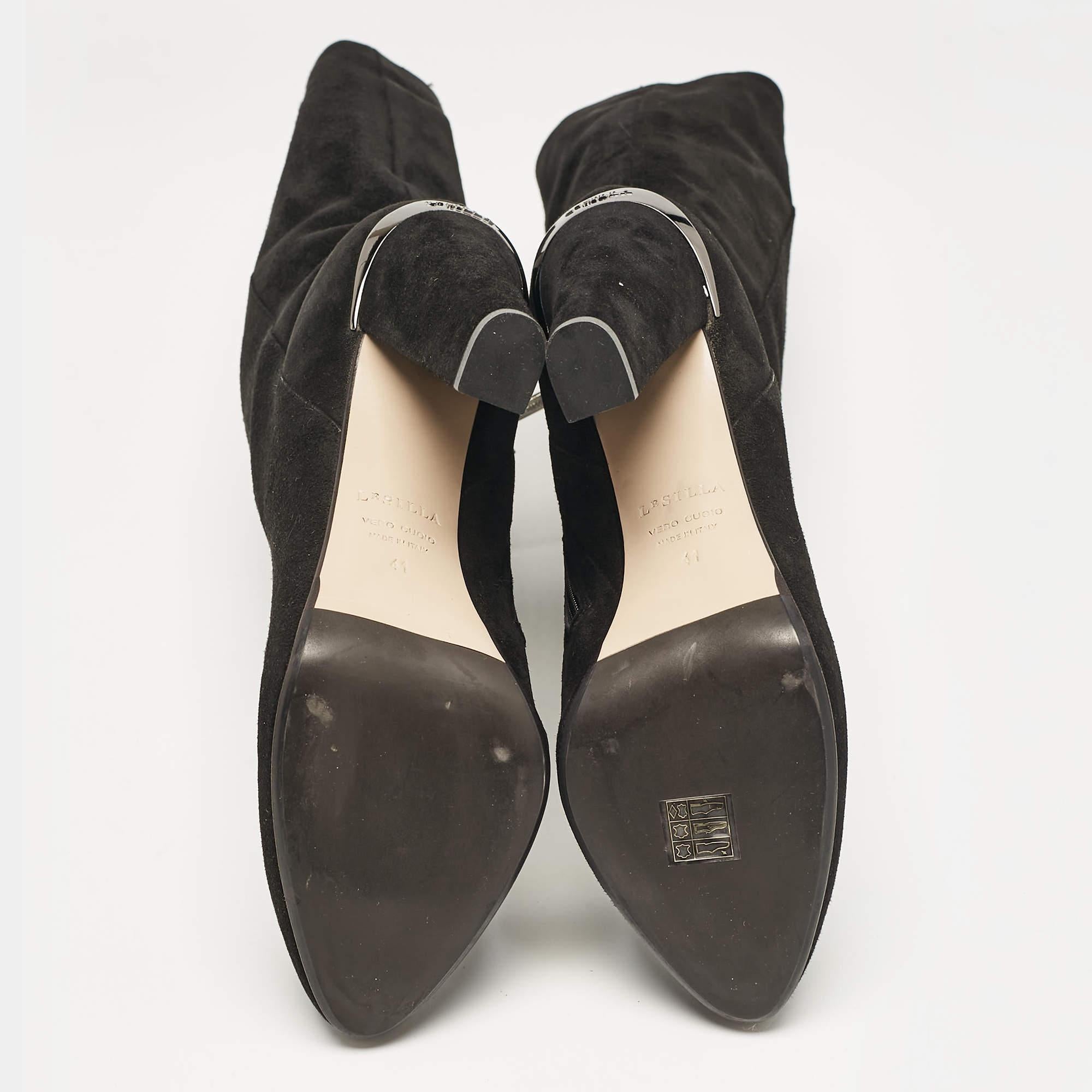 Le Silla Bottes en daim noir Taille 41 en vente 1