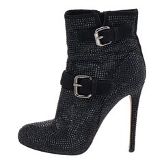 Le Silla Black Suede Embellished Ankle Boots Size 38