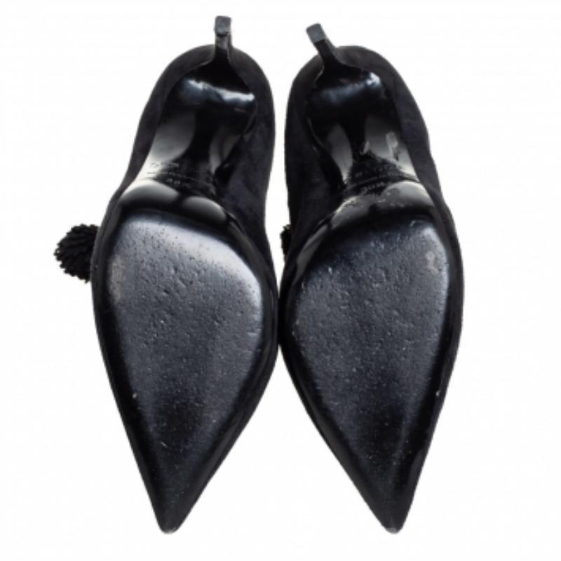 Le Silla Black Suede Lace Up Pointed Toe Ankle Booties Size 36.5 For Sale 3