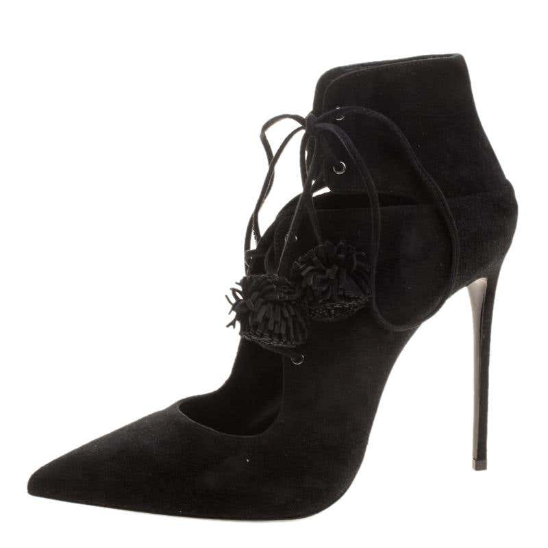 Le Silla Black Suede Lace Up Pointed Toe Ankle Boots Size 39.5 For Sale ...
