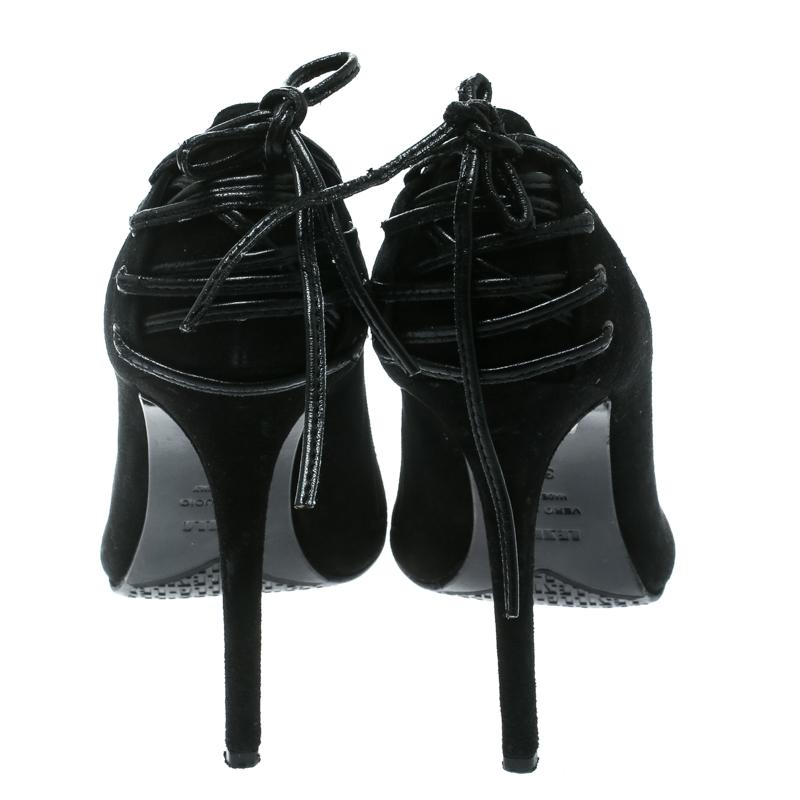 Le Silla Black Suede/Patent Lather Cap Toe Ankle Boots Size 37.5 2