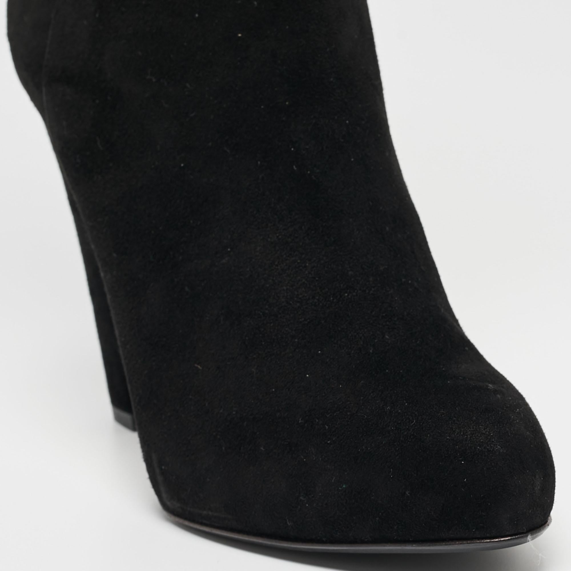 Le Silla Black Suede Platform Mid Calf Boots Size 41 3