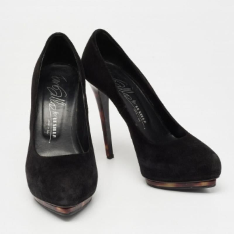 Noir Le Silla - Escarpins à plateforme en daim noir - Taille 38 en vente