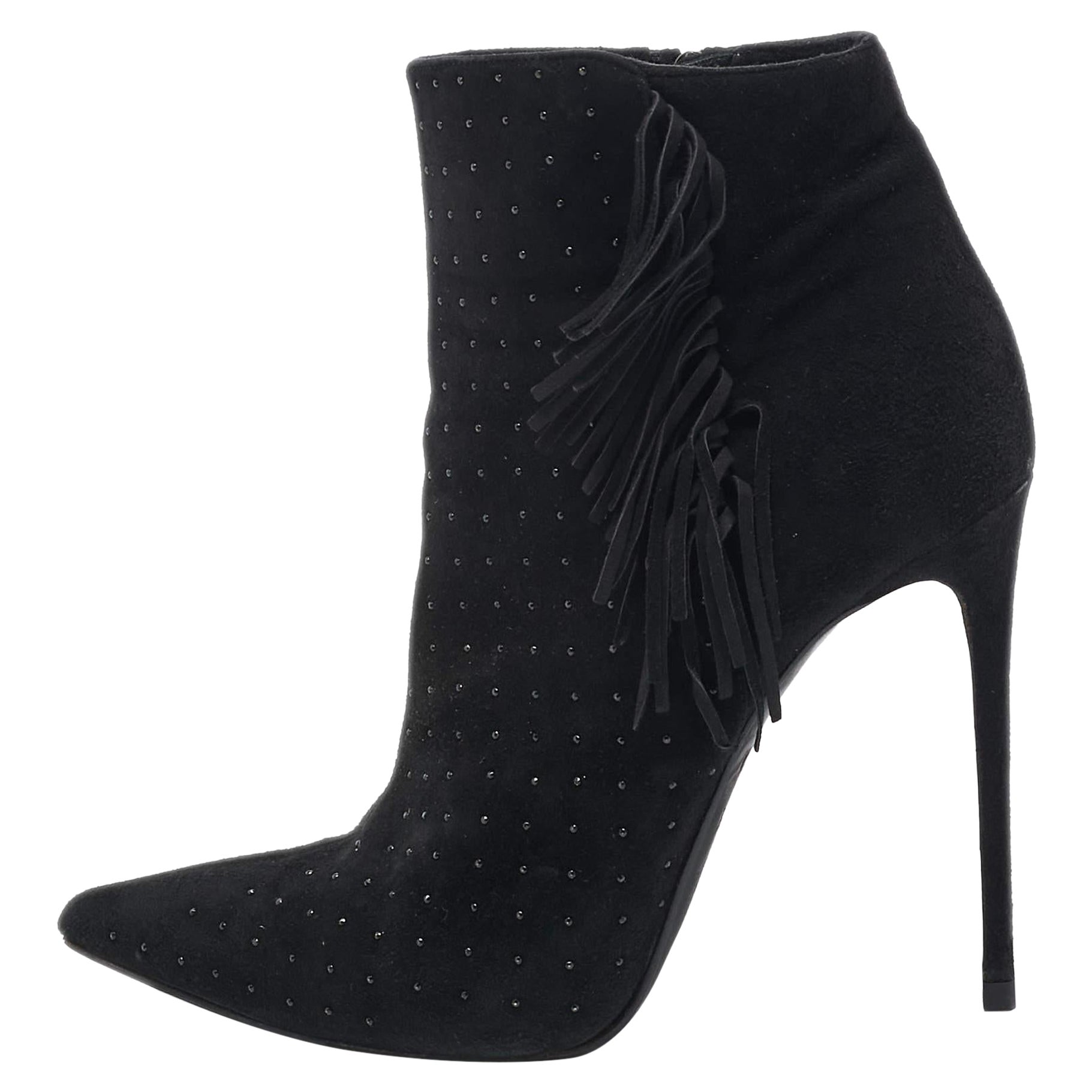 Le Silla - Bottines à lacets en daim noir clouté - Taille 38