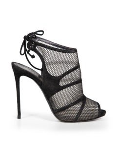 Tacones de malla con adornos de ante negro Le Silla Talla IT 39.5