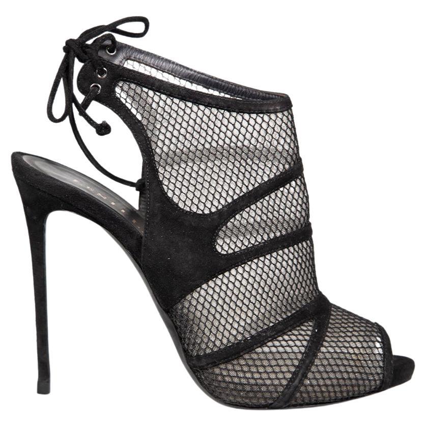 Le Silla Talons en maille bordée de daim noir Taille IT 39.5 en vente