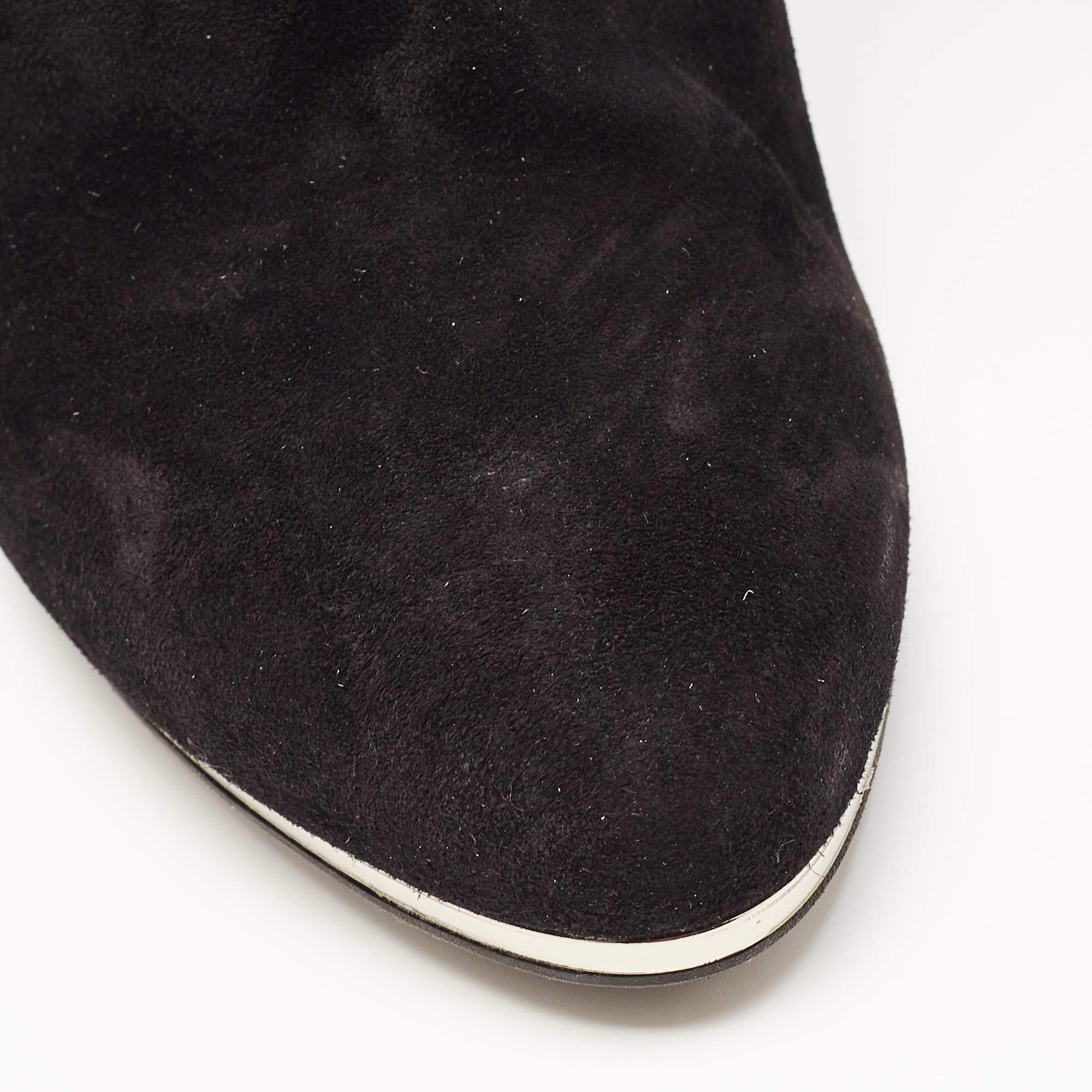 Le Silla Black Suede Wedge Ankle Boots Size 40 en vente 3